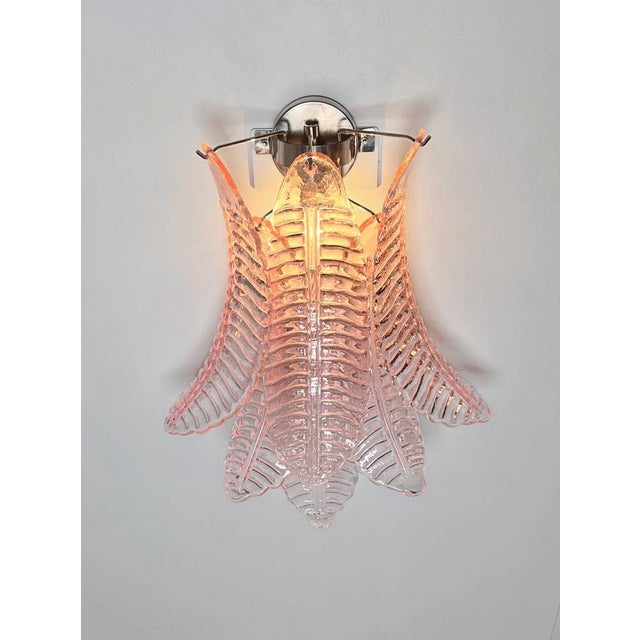 Vintage Pink Felci Murano Glass Wall Sconces, 1990s, Set of 2 For Sale - Image 10 of 18