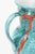 1960s Vintage Abstract Ceramic Pitcher With Handle Turquoise, Teal Turquoise, Orange, White, Italy For Sale - Image 5 of 9