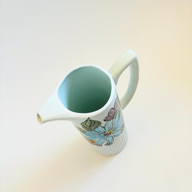 Mid-Century Modern MCM Floral Porcelain Pitcher by Lego, Japan For Sale - Image 3 of 11