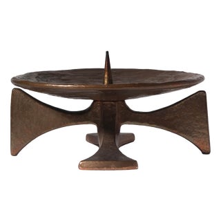 Vintage Brutalist Bronze Candleholder, 1960s For Sale