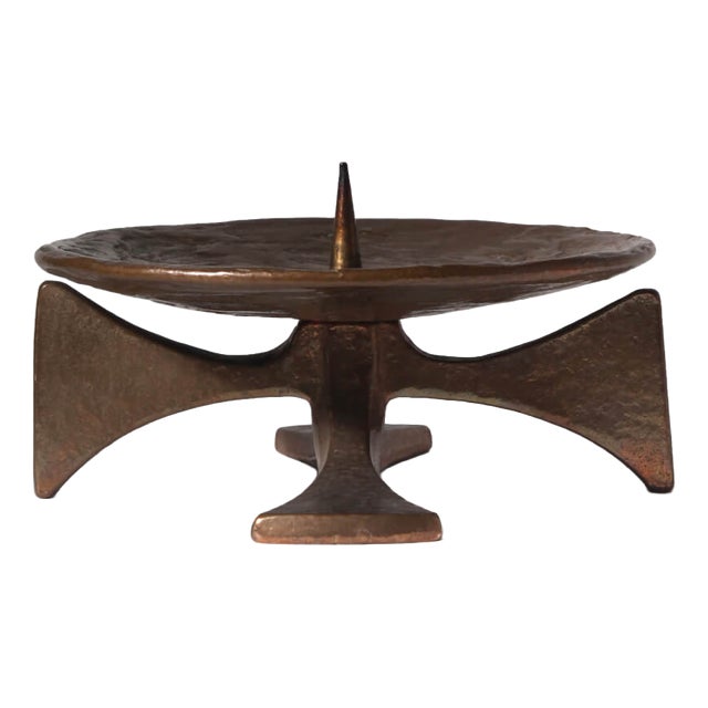 Vintage Brutalist Bronze Candleholder, 1960s For Sale
