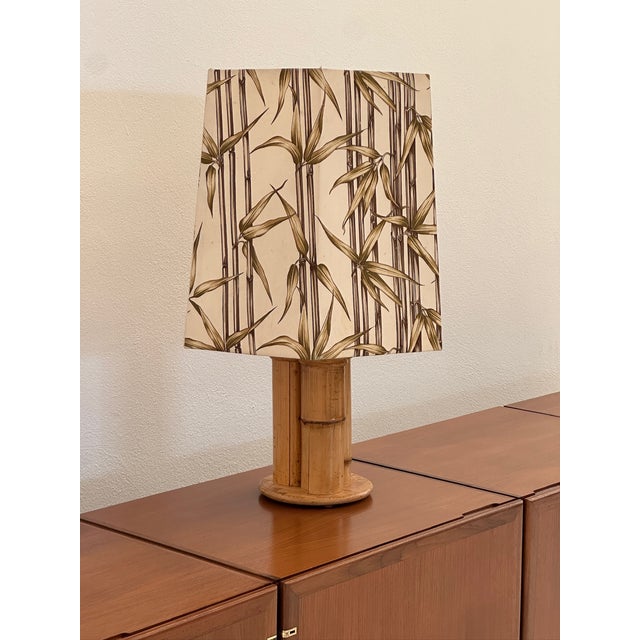 Wood Vintage Bamboo Table Lamp, 1970s For Sale - Image 7 of 10