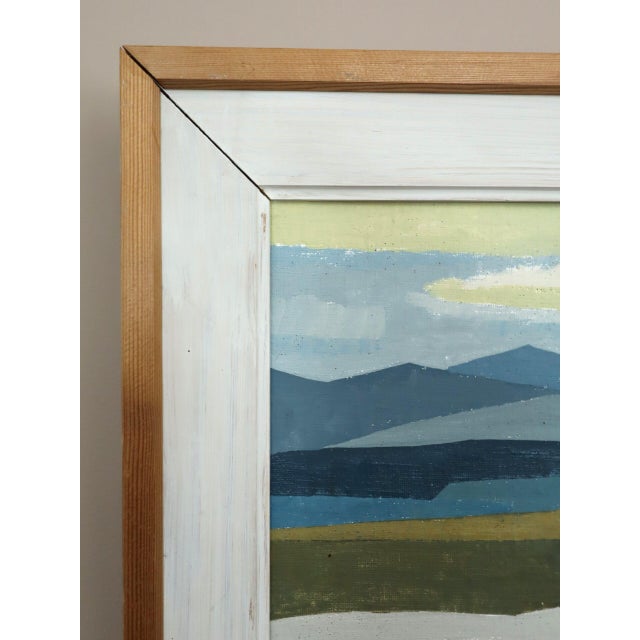 Mid-Century Modern 'Light Over the Valley' Swedish Original Semi-Abstract Landscape Oil Painting, Framed For Sale - Image 6 of 13