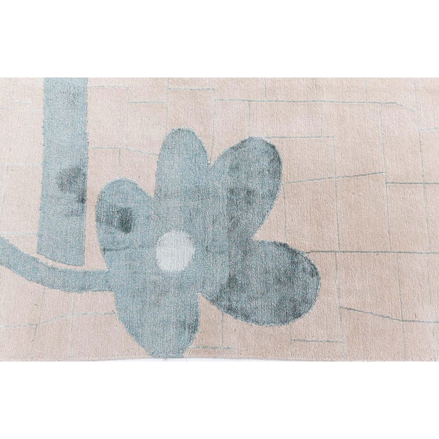 Early 21st Century Modern Floral Tibetan Handmade of Silk and Wool Rug by Doris Leslie Blau For Sale - Image 5 of 8