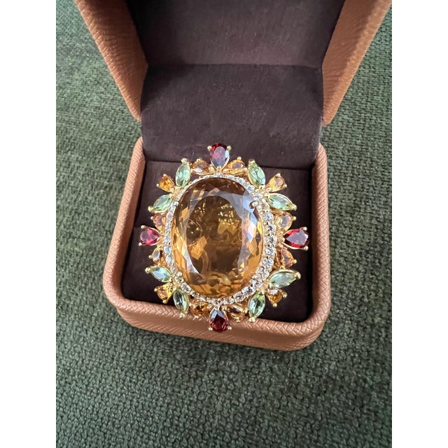 Contemporary Bochic “Orient” Vintage Citrine, Peridot & Rhodolite Ring Set In 18K Gold & Silv For Sale - Image 3 of 16