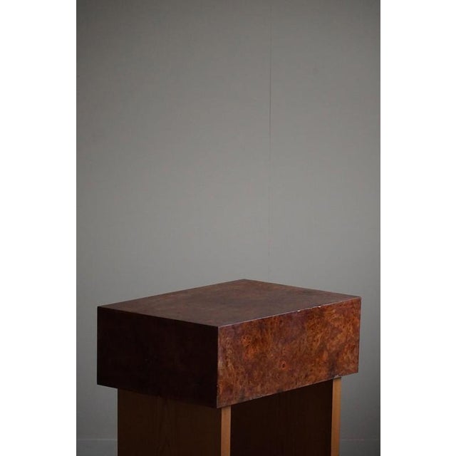 Danish Art Deco Console Table with Drawers in Elm and Burl Wood, 1940s For Sale - Image 4 of 18