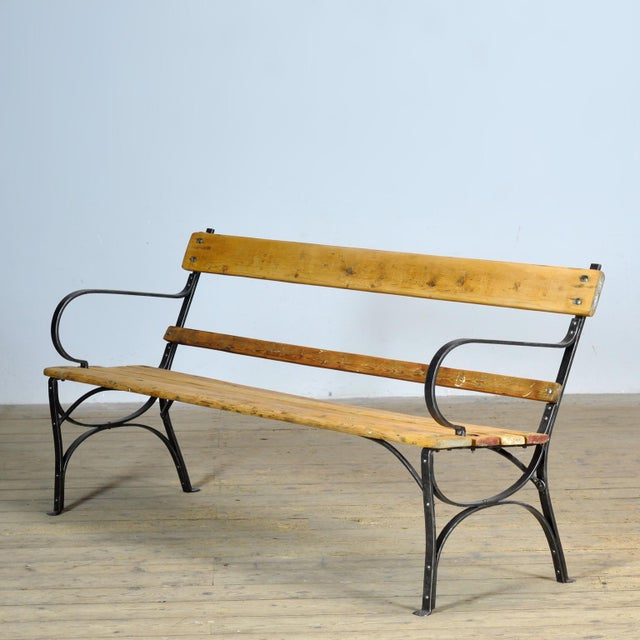Riveted Iron Park Bench, 1920s For Sale - Image 12 of 12