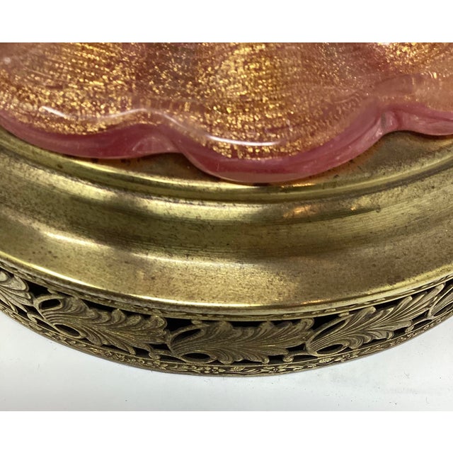 Mid-Century Modern 1950s Italian Murano "Oro Rosa" Gold Leaf Table Lamp For Sale - Image 3 of 3