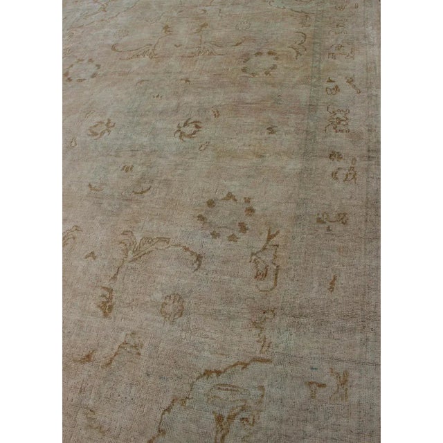 Textile Cream Background Mid Century Vintage Oushak Rug From Turkey With Floral Design For Sale - Image 7 of 13