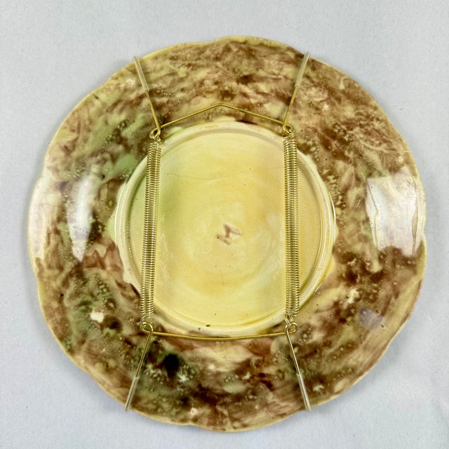 English Majolica Rustic Leaves on Bark Plates, Set of Two For Sale - Image 15 of 16