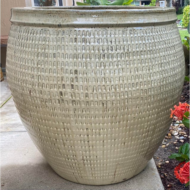 Large Stoneware Garden Planter / Table Base For Sale - Image 4 of 12