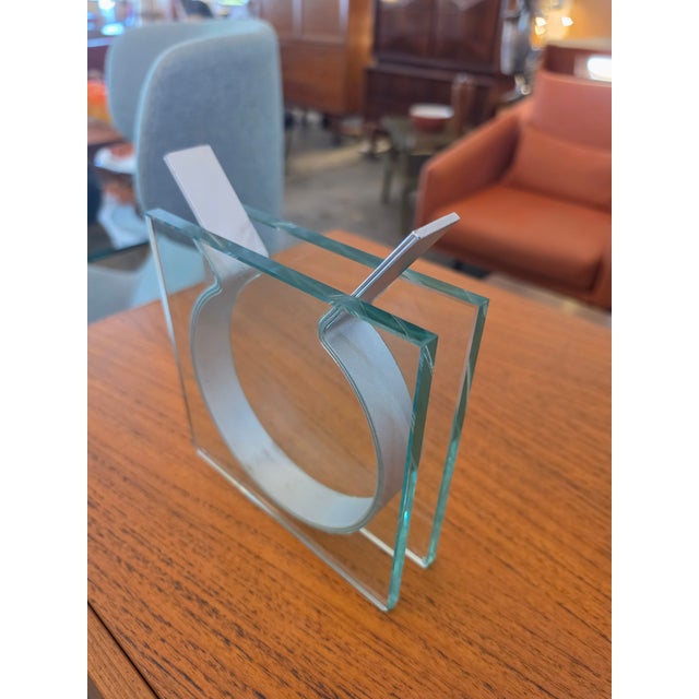 Vintage Peter Hewitt MoMA Square Ribbon Vase Glass Anodized Aluminum For Sale - Image 14 of 16