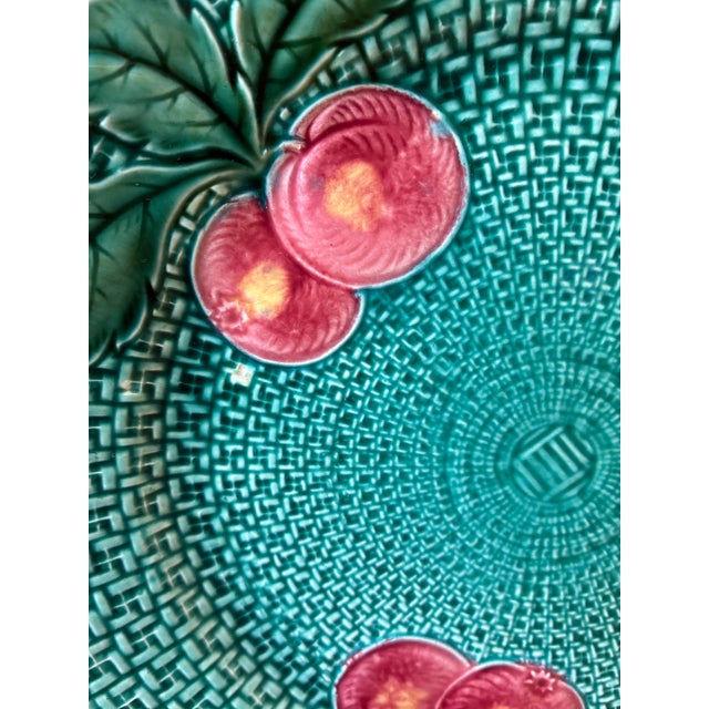 Victorian 1960s Majolica Cherry Plate For Sale - Image 3 of 6