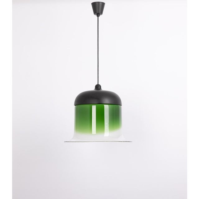 Large Green White Glass Pendant Light from Peill and Putzler, Germany, 1970s For Sale - Image 3 of 12