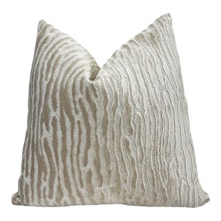 Alabaster Velvet Throw Pillow With Feather Down Insert For Sale