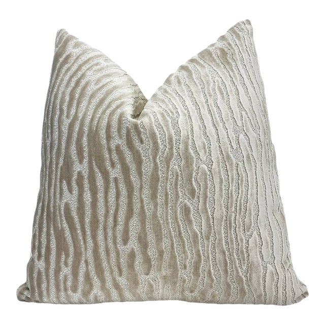 Alabaster Velvet Throw Pillow With Feather Down Insert For Sale