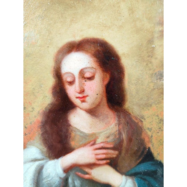 Virgin Mary, Oil on Copper, 17th Century, Framed For Sale - Image 9 of 13