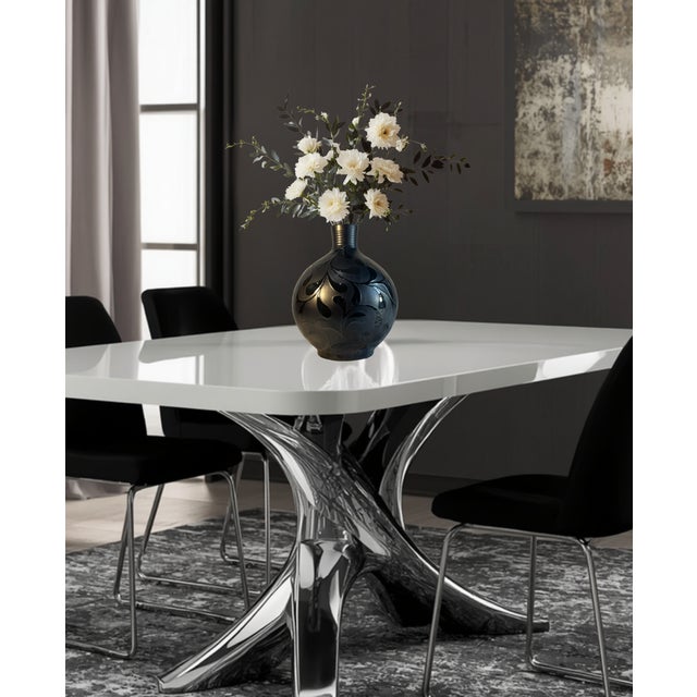 This refined, mid‑century modern–inspired ceramic vase stands an impressive 16 inches tall and immediately commands...