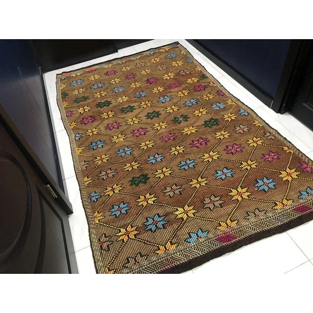 Boho Chic Colorful Kilim Rug For Sale - Image 3 of 6
