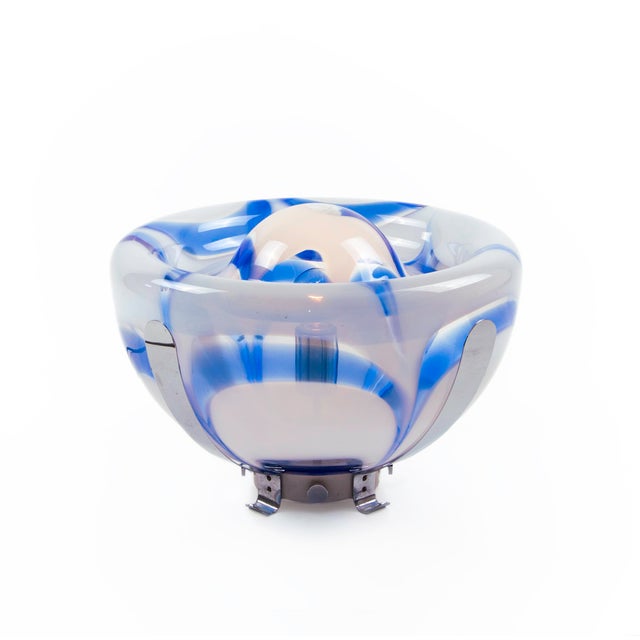 Blue Blue Murano Glass and Chrome Table Lamp from Mazzega, 1970s For Sale - Image 8 of 8