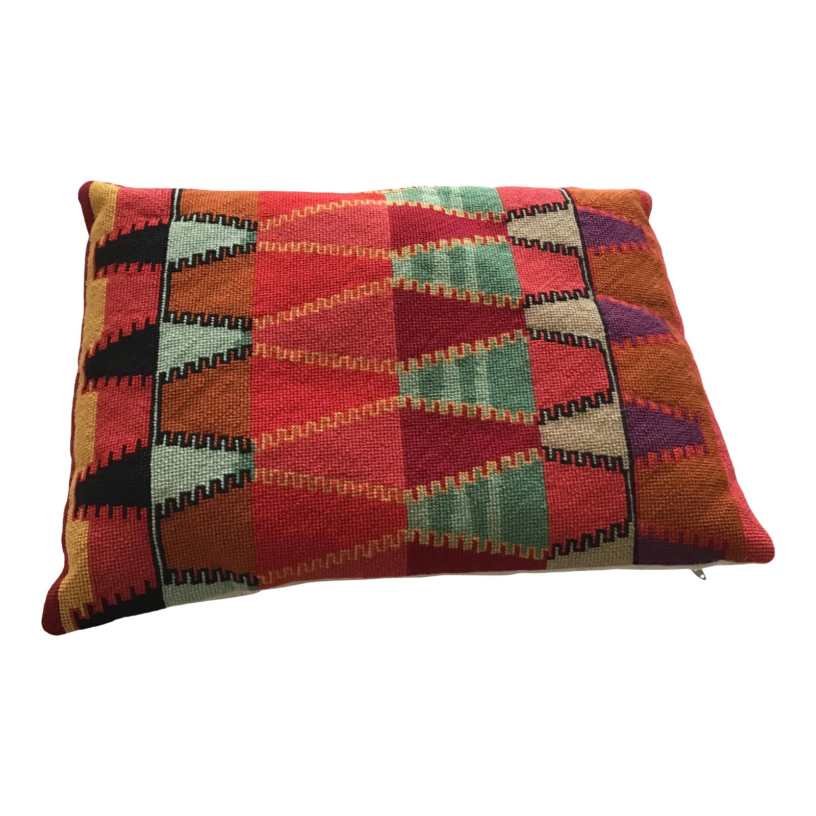 Vintage Counted CrossStitch Needlepoint Lumbar Pillow Chairish