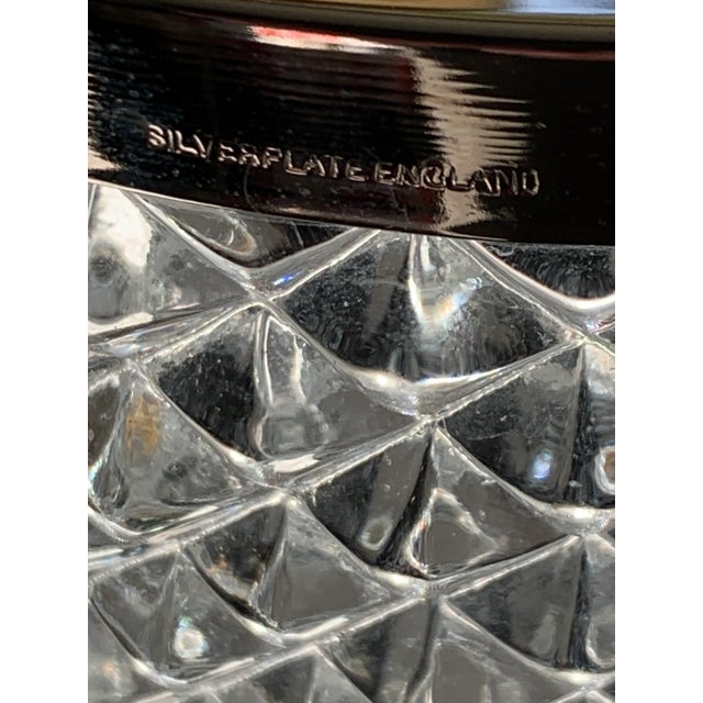 Metal Vintage Mid Century Pressed Glass Ice Bucket Silver Trim From England For Sale - Image 7 of 10