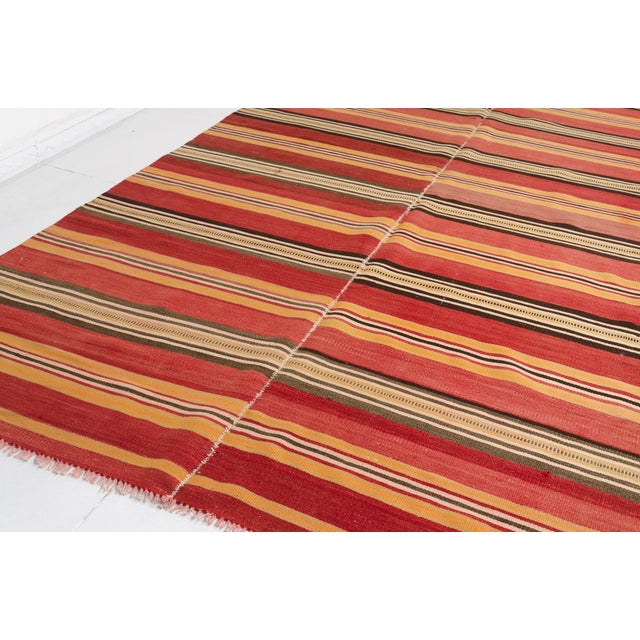 Vintage Red Striped Kilim Rug For Sale - Image 10 of 10