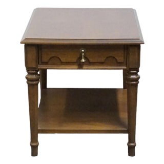 Drexel Furniture Bookmatched Walnut Italian Mediterranean Style 20" Accent End Table For Sale