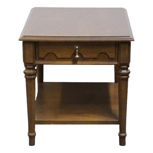 Drexel Furniture Bookmatched Walnut Italian Mediterranean Style 20" Accent End Table For Sale