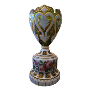 Antique Moser Bohemian Glass Large Overlay Centerpiece