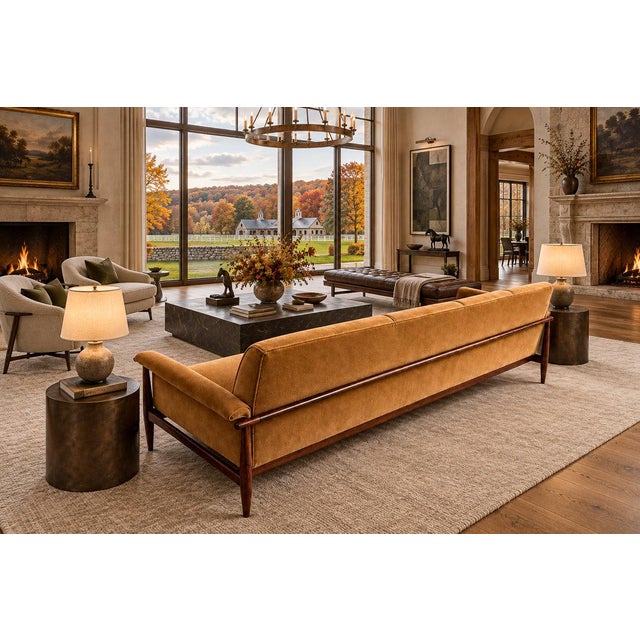 “Canoa” Sofa in Brazilian Rosewood and Warm Camel Velvet, Liceu de Artes e Ofícios, Brazil, 1960s — Lot 856C For Sale - Image 9 of 18