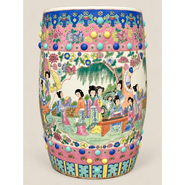 Qing to Republic Period Famille Rose Porcelain Garden Stool- 1880's For Sale - Image 10 of 10