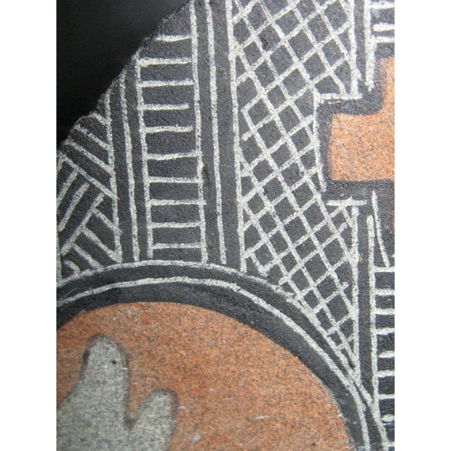 1990s Hopi Native American Painted Stone, Artist Beem "Wolves Howling at a Red Moon" For Sale - Image 4 of 7