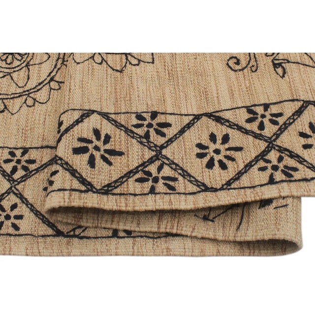 Rustic Early 21st Century Rustic Kilim Beige Black Wool Rug For Sale - Image 3 of 8