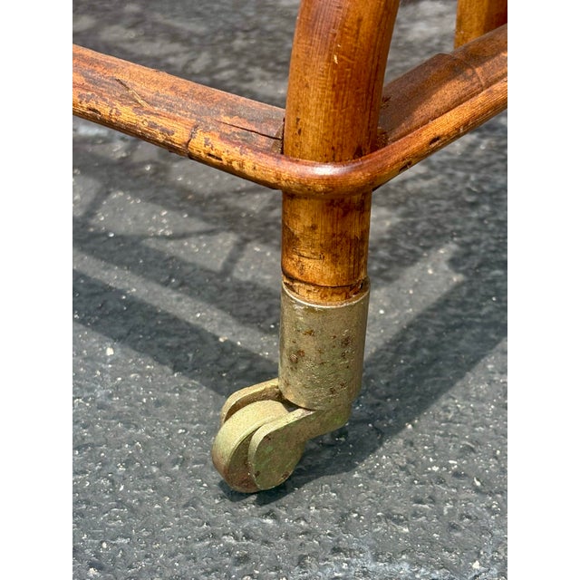 Wood Vintage Hollywood Regency Rattan Magazine Rack - Italian Riviera Coastal Style For Sale - Image 7 of 7