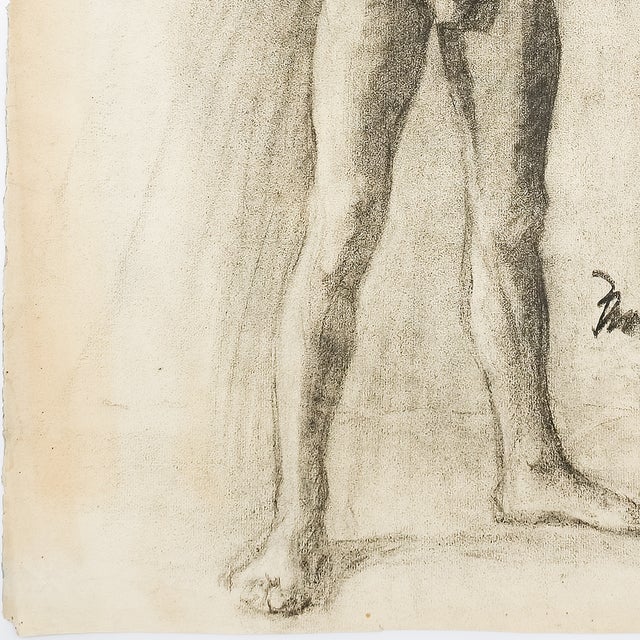 Academic Male Figure Study and Seated Male Nude - Brown C. 1915 For Sale - Image 4 of 18