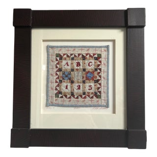Original Kate Adams Framed Miniature Quilt in Abc Pattern For Sale