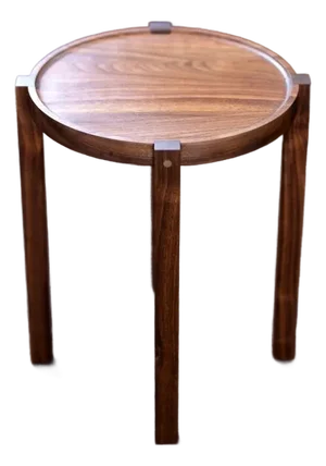 Small Contemporary Walnut Wood Side Table With Bronze Details