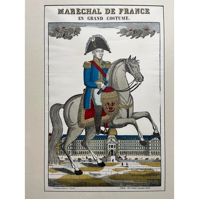 Offered is a beautiful antique French hand-colored wood engraving, titled “MARÉCHAL DE FRANCE EN GRAND COSTUME” (Marshal...