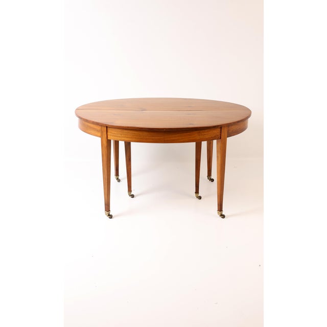 Antique Extendable Walnut Dining Table on Brass Castors, 1860 For Sale - Image 9 of 12