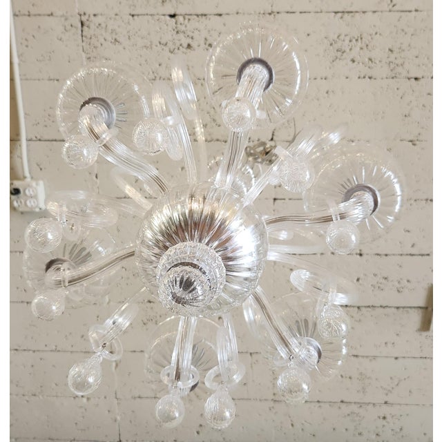 Clear glass Murano, 6 lights chandelier.
