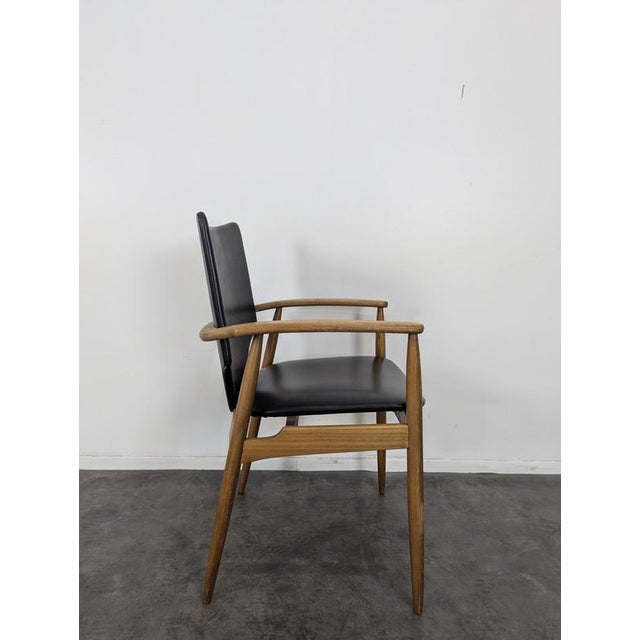 Scandinavian Leather & Teak Armchair For Sale - Image 3 of 5