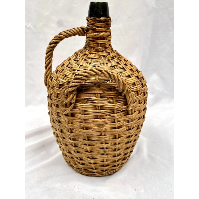 Wood Early 20th Century Wicker Wrapped German Demijohn Bottle For Sale - Image 7 of 13