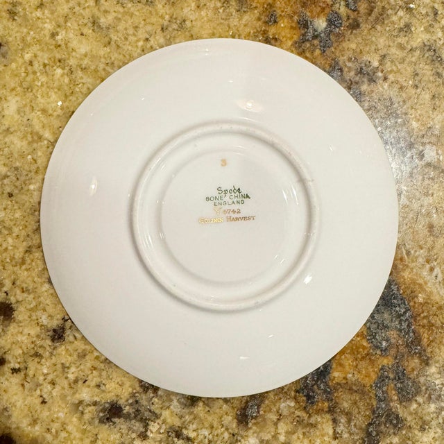 Mid 20th Century Spode Golden Harvest Footed Tea Cups and Saucers Set of 6 - 12 pcs For Sale In Houston - Image 6 of 11