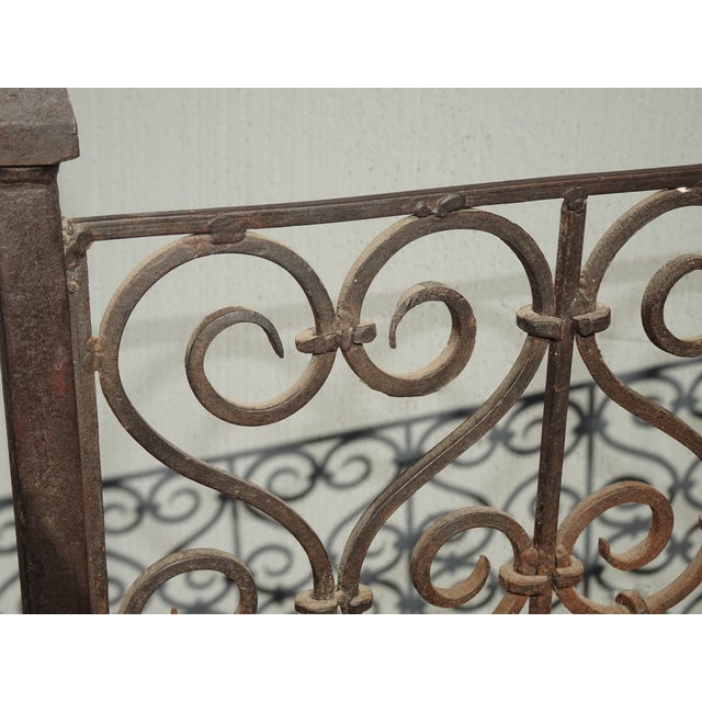 Vintage French Country Wrought Iron Fireplace Screen With Finials For Sale - Image 9 of 16