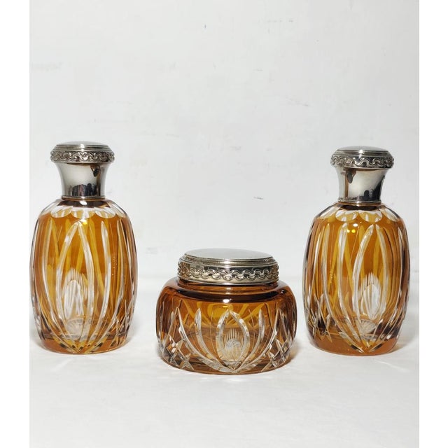 Bohemian Crystal Vanity Set, 1950s, Set of 3 For Sale - Image 11 of 11