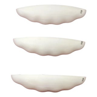 Large Wall Lamps in Opaline Blown Murano Glass from Leucos, 1980s, Set of 3 For Sale
