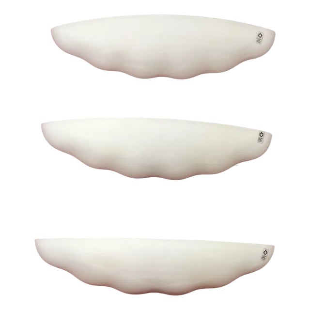 Large Wall Lamps in Opaline Blown Murano Glass from Leucos, 1980s, Set of 3 For Sale