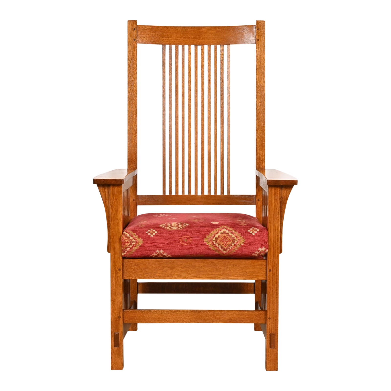 Stickley Mission Oak Arts & Crafts Spindle High Back Arm Chair Chairish