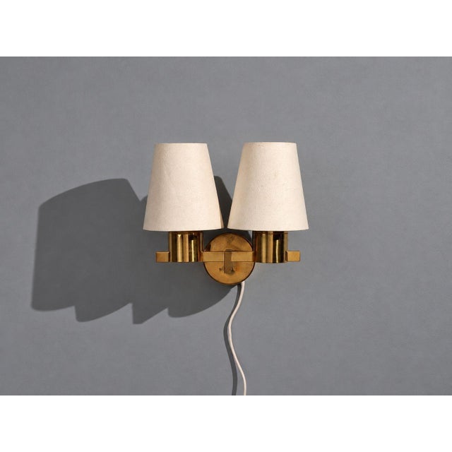 Hans-Agne Jakobsson, Double Arm Wall Sconce, Brass, Sweden, 1960s For Sale - Image 4 of 11